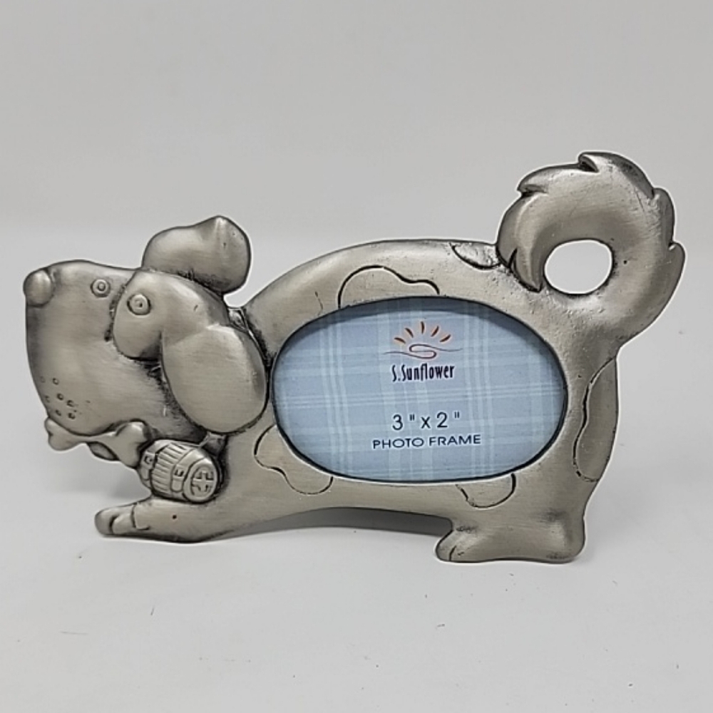 Vintage Pewter Pet Dog‎ Photo Frame